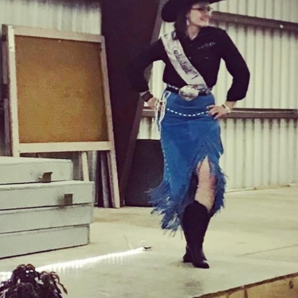 Rodeo Queen turquoise suede fringe skirt small